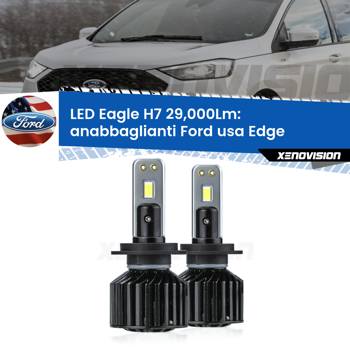 Anabbaglianti LED H7 29,000Lm per Ford usa Edge 2015 - 2018