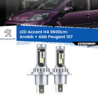 Anabbaglianti LED H4 9600Lm per Peugeot 107  2005 - 2014