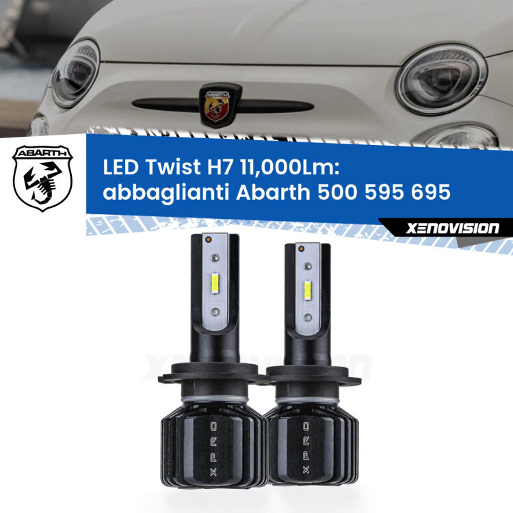 FINE SERIE: NO GARANZIA <strong>Kit abbaglianti LED</strong> H7 per <strong>Abarth 500 595 695</strong>  2015-2022. Compatte, impermeabili, senza ventola: praticamente indistruttibili. Top Quality.