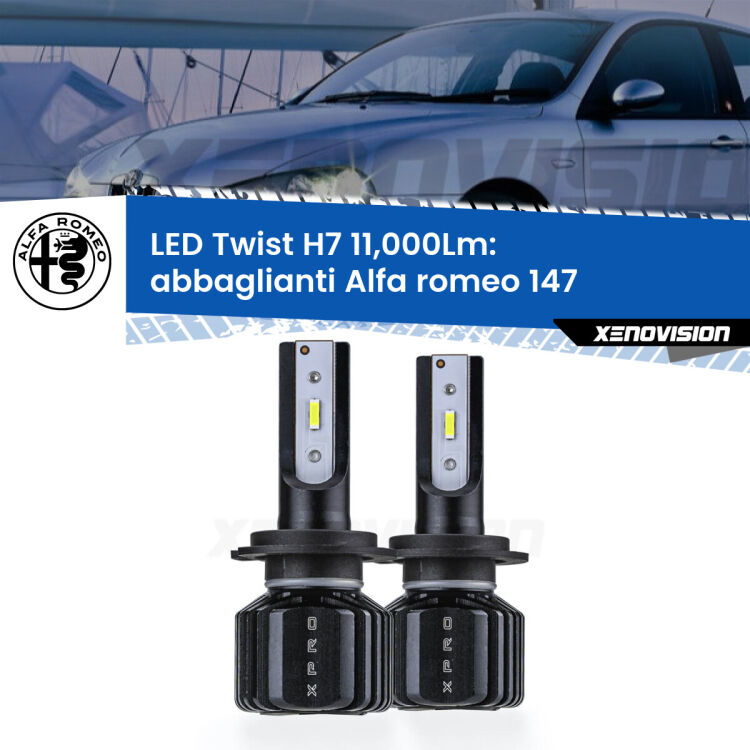 FINE SERIE: NO GARANZIA <strong>Kit abbaglianti LED</strong> H7 per <strong>Alfa romeo 147</strong>  2000-2004. Compatte, impermeabili, senza ventola: praticamente indistruttibili. Top Quality.