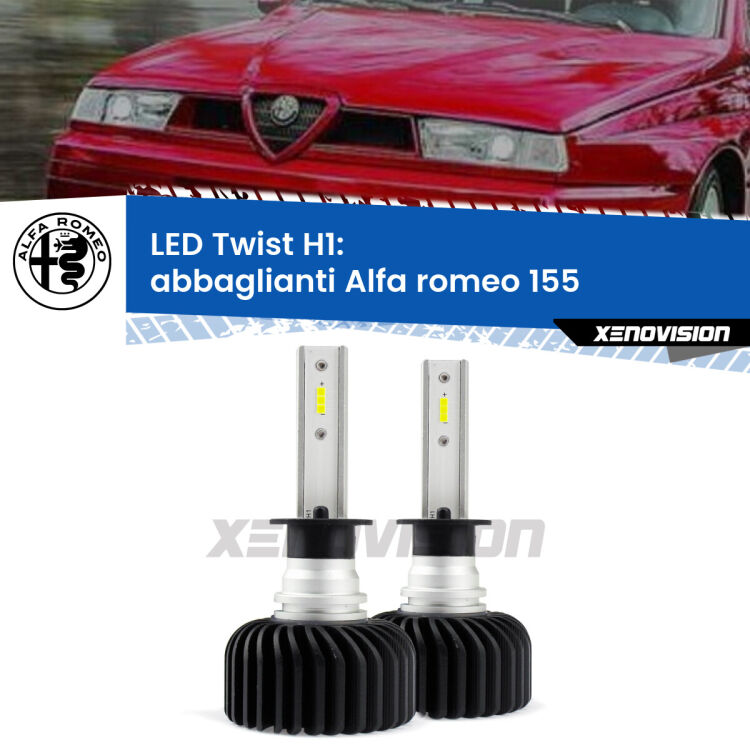 <strong>Kit abbaglianti LED</strong> H1 per <strong>Alfa romeo 155</strong>  1992 -1997. Compatte, impermeabili, senza ventola: praticamente indistruttibili. Top Quality.