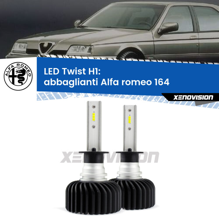 <strong>Kit abbaglianti LED</strong> H1 per <strong>Alfa romeo 164</strong>  1992 -1998. Compatte, impermeabili, senza ventola: praticamente indistruttibili. Top Quality.