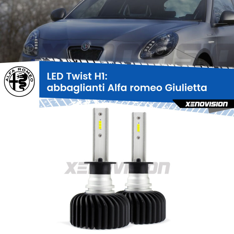 <strong>Kit abbaglianti LED</strong> H1 per <strong>Alfa romeo Giulietta</strong>  2010 in poi. Compatte, impermeabili, senza ventola: praticamente indistruttibili. Top Quality.