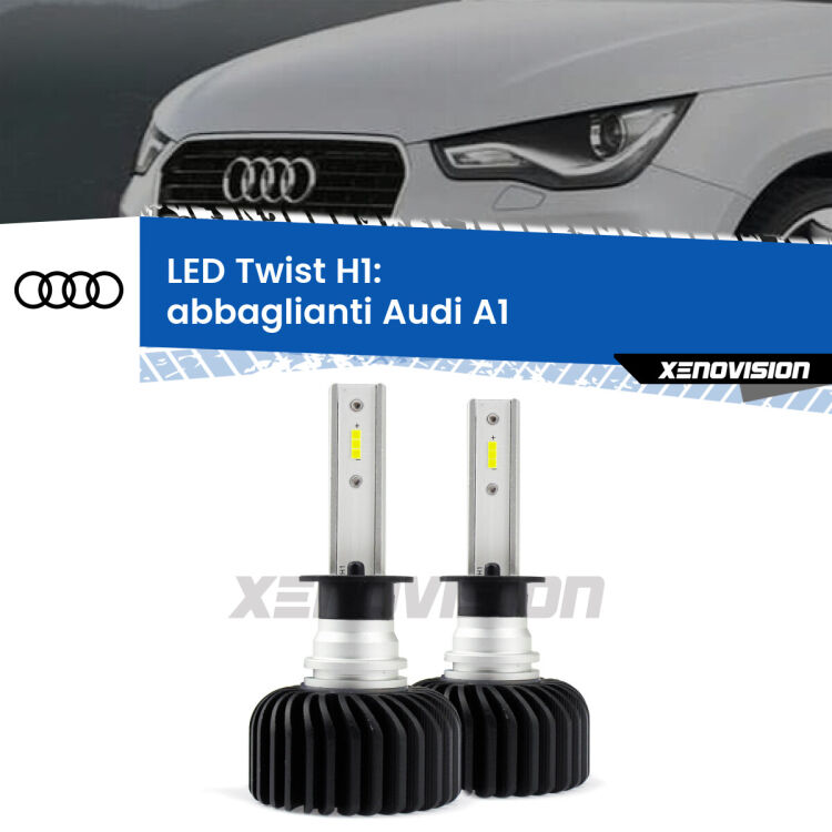 <strong>Kit abbaglianti LED</strong> H1 per <strong>Audi A1</strong>  2010-2014. Compatte, impermeabili, senza ventola: praticamente indistruttibili. Top Quality.