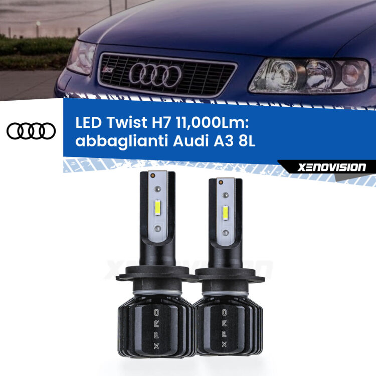 FINE SERIE: NO GARANZIA <strong>Kit abbaglianti LED</strong> H7 per <strong>Audi A3</strong> 8L 2001-2003. Compatte, impermeabili, senza ventola: praticamente indistruttibili. Top Quality.