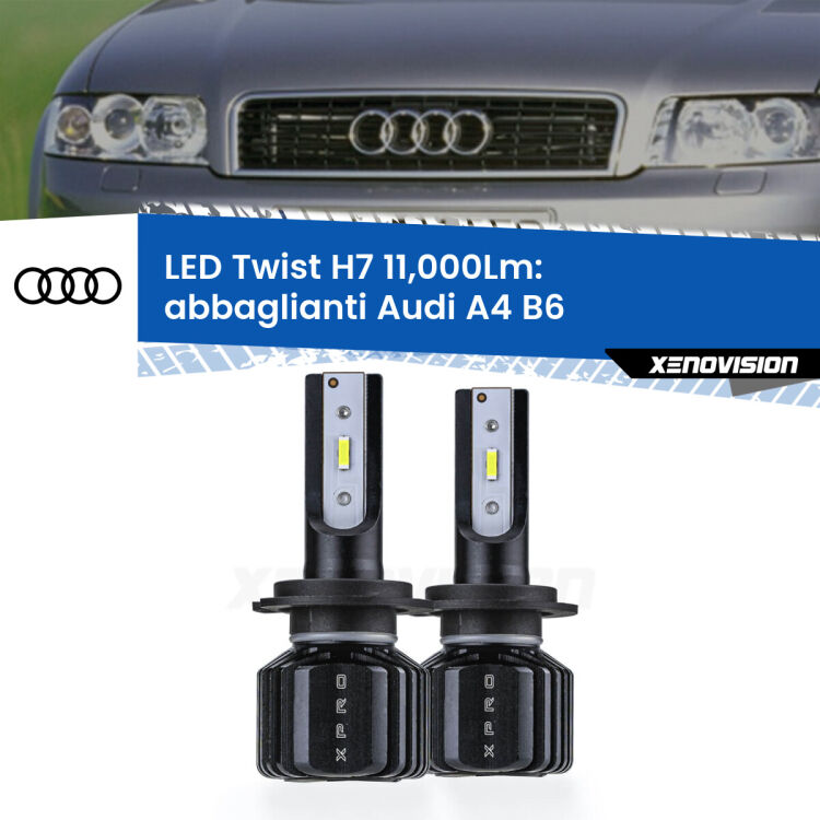 FINE SERIE: NO GARANZIA <strong>Kit abbaglianti LED</strong> H7 per <strong>Audi A4</strong> B6 2000-2004. Compatte, impermeabili, senza ventola: praticamente indistruttibili. Top Quality.