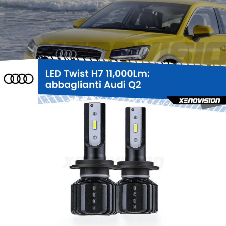 FINE SERIE: NO GARANZIA <strong>Kit abbaglianti LED</strong> H7 per <strong>Audi Q2</strong>  2016-2018. Compatte, impermeabili, senza ventola: praticamente indistruttibili. Top Quality.