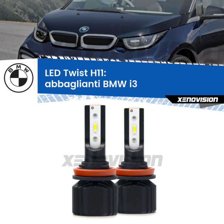 <strong>Kit abbaglianti LED</strong> H11 per <strong>BMW i3</strong>  2013-2023. Compatte, impermeabili, senza ventola: praticamente indistruttibili. Top Quality.