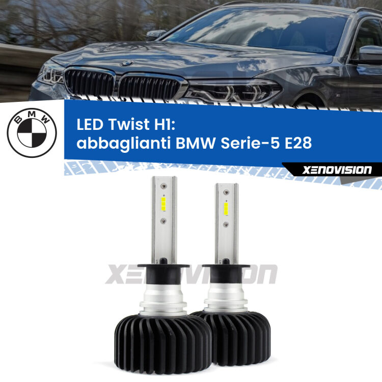 <strong>Kit abbaglianti LED</strong> H1 per <strong>BMW Serie-5</strong> E28 1981 -1988. Compatte, impermeabili, senza ventola: praticamente indistruttibili. Top Quality.