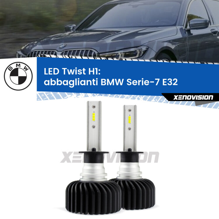 <strong>Kit abbaglianti LED</strong> H1 per <strong>BMW Serie-7</strong> E32 1986 -1993. Compatte, impermeabili, senza ventola: praticamente indistruttibili. Top Quality.