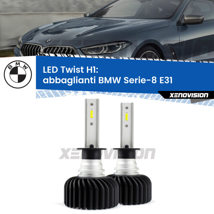 <strong>Kit abbaglianti LED</strong> H1 per <strong>BMW Serie-8</strong> E31 1990 -1999. Compatte, impermeabili, senza ventola: praticamente indistruttibili. Top Quality.