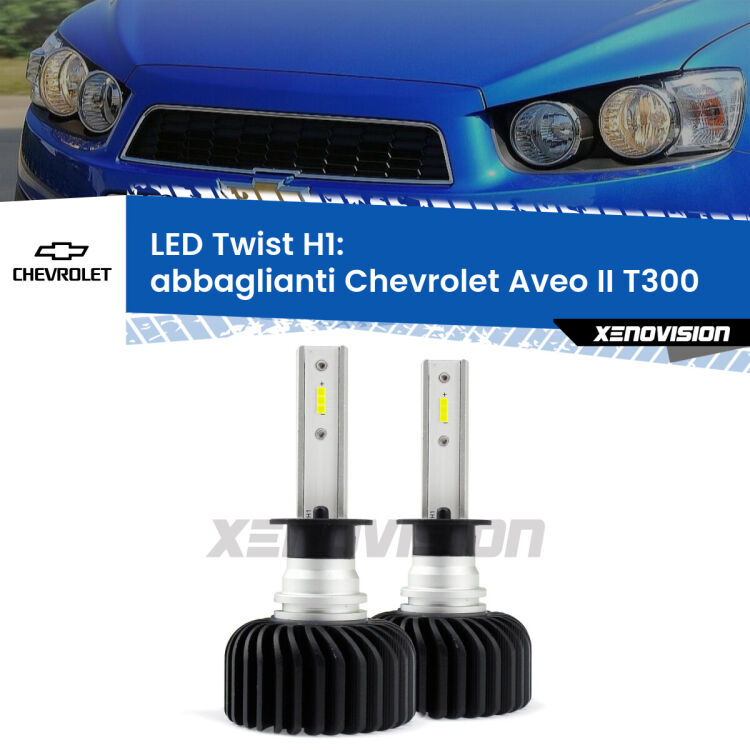 <strong>Kit abbaglianti LED</strong> H1 per <strong>Chevrolet Aveo II</strong> T300 2011-2021. Compatte, impermeabili, senza ventola: praticamente indistruttibili. Top Quality.