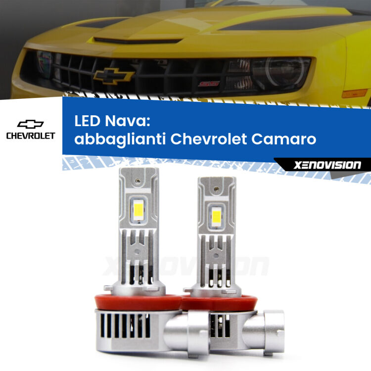 <strong>Abbaglianti LED no-spie per Chevrolet Camaro</strong>  2011 -2015. Coppia lampade <strong>H11</strong>/H9/H8/H16(JP) modello Nava canbus, raffreddate a ventola.