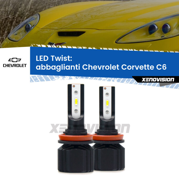 <strong>Kit abbaglianti LED</strong> per <strong>Chevrolet Corvette</strong> C6 2005 -2013. Compatte, impermeabili, senza ventola: praticamente indistruttibili. Top Quality.