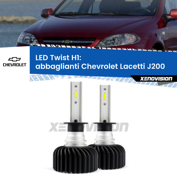 <strong>Kit abbaglianti LED</strong> H1 per <strong>Chevrolet Lacetti</strong> J200 2002 -2009. Compatte, impermeabili, senza ventola: praticamente indistruttibili. Top Quality.