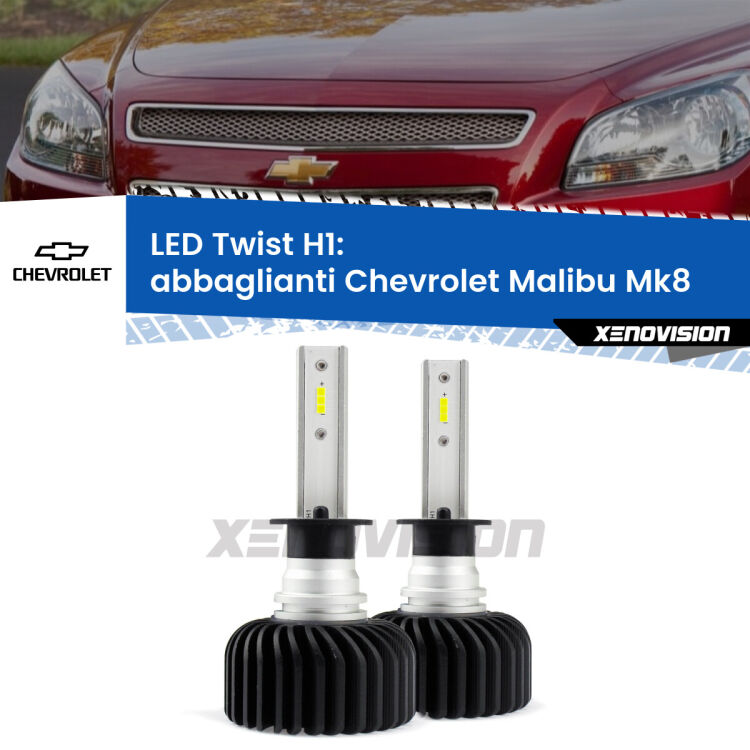 <strong>Kit abbaglianti LED</strong> H1 per <strong>Chevrolet Malibu</strong> Mk8 2012 -2015. Compatte, impermeabili, senza ventola: praticamente indistruttibili. Top Quality.