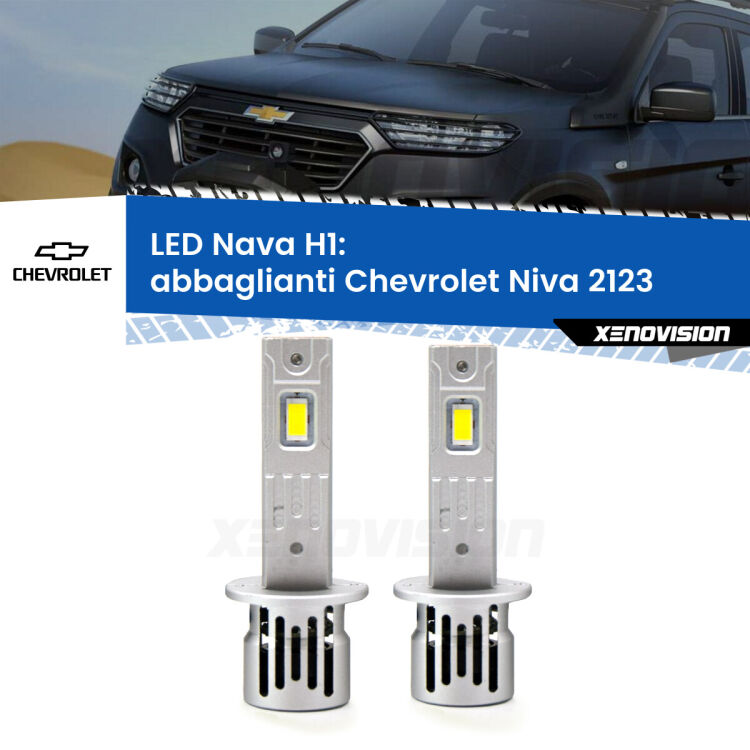 <strong>Abbaglianti LED no-spie per Chevrolet Niva</strong> 2123 2002 -2009. Coppia lampade <strong> H1</strong> modello Nava canbus, raffreddate a ventola.