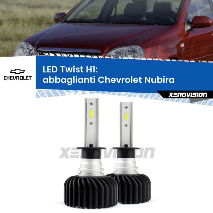 <strong>Kit abbaglianti LED</strong> H1 per <strong>Chevrolet Nubira</strong>  2005-2011. Compatte, impermeabili, senza ventola: praticamente indistruttibili. Top Quality.