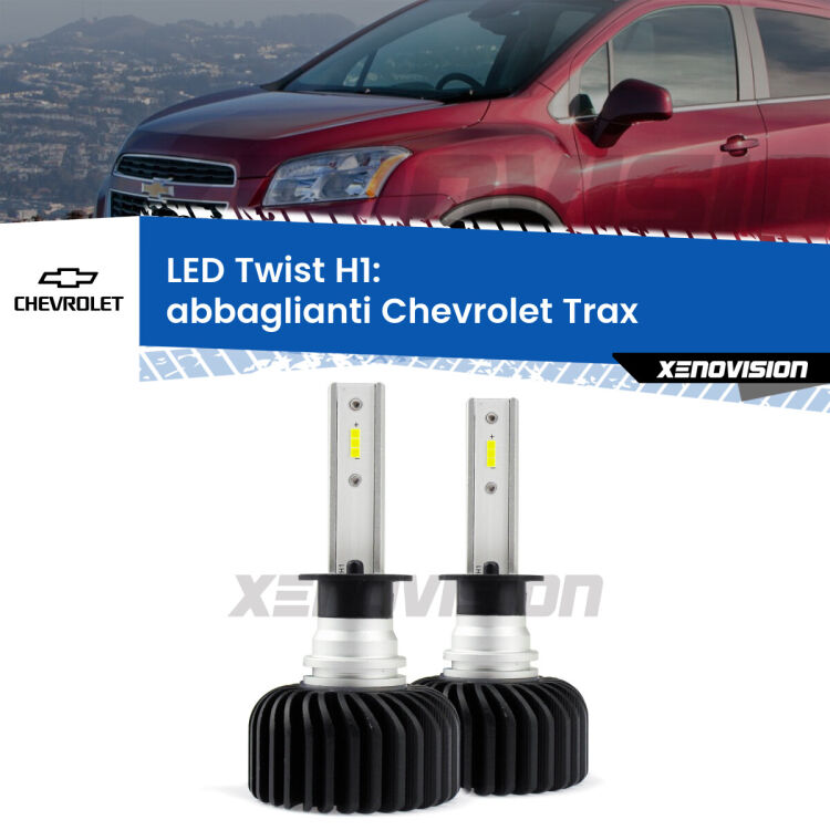 <strong>Kit abbaglianti LED</strong> H1 per <strong>Chevrolet Trax</strong>  2012 in poi. Compatte, impermeabili, senza ventola: praticamente indistruttibili. Top Quality.