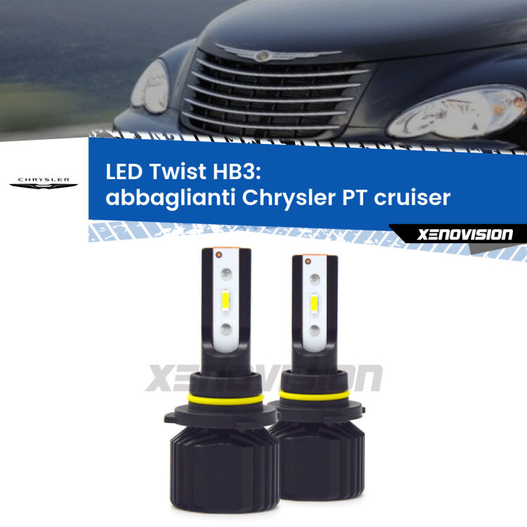 <strong>Kit abbaglianti LED</strong> HB3 per <strong>Chrysler PT cruiser</strong>  2000 -2010. Compatte, impermeabili, senza ventola: praticamente indistruttibili. Top Quality.