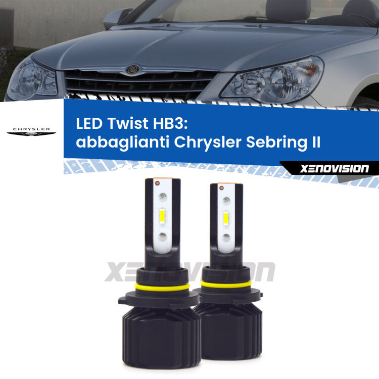 <strong>Kit abbaglianti LED</strong> HB3 per <strong>Chrysler Sebring</strong> II 2007-2010. Compatte, impermeabili, senza ventola: praticamente indistruttibili. Top Quality.