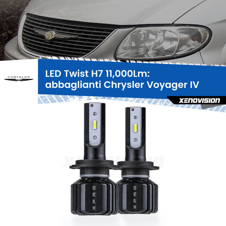 FINE SERIE: NO GARANZIA <strong>Kit abbaglianti LED</strong> H7 per <strong>Chrysler Voyager IV</strong>  2000-2004. Compatte, impermeabili, senza ventola: praticamente indistruttibili. Top Quality.