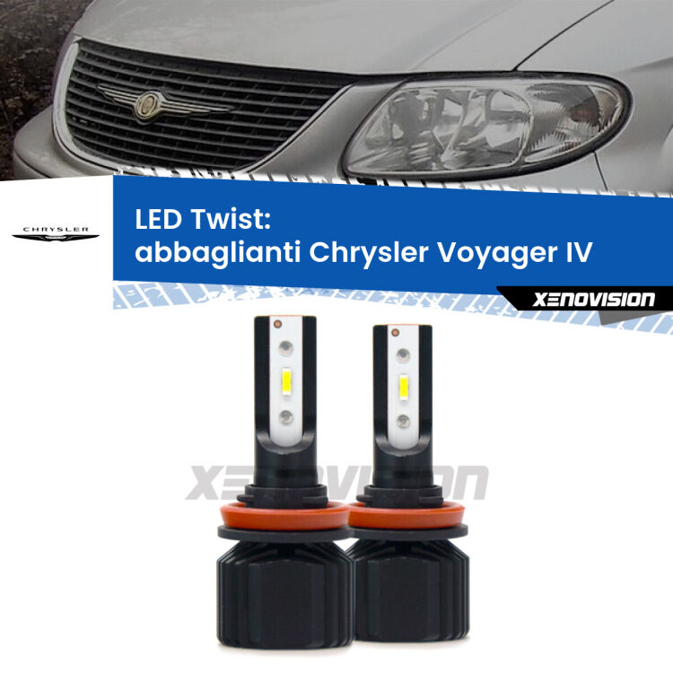 <strong>Kit abbaglianti LED</strong> per <strong>Chrysler Voyager IV</strong>  2005 -2007. Compatte, impermeabili, senza ventola: praticamente indistruttibili. Top Quality.