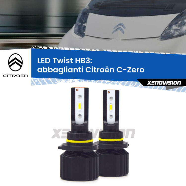 <strong>Kit abbaglianti LED</strong> HB3 per <strong>Citroën C-Zero</strong>  2010-2019. Compatte, impermeabili, senza ventola: praticamente indistruttibili. Top Quality.