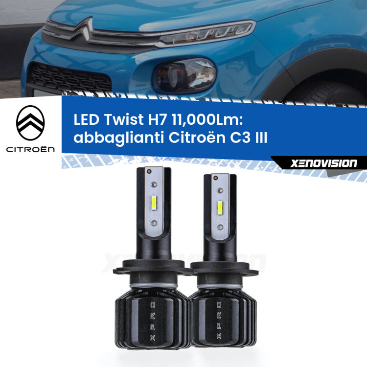 FINE SERIE: NO GARANZIA <strong>Kit abbaglianti LED</strong> H7 per <strong>Citroën C3</strong> III 2016in poi. Compatte, impermeabili, senza ventola: praticamente indistruttibili. Top Quality.