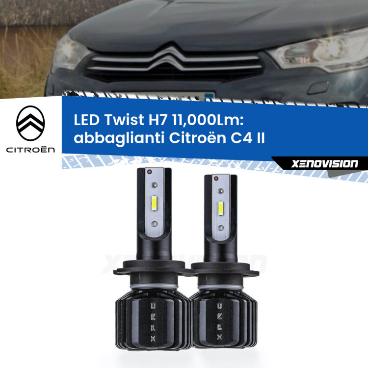 FINE SERIE: NO GARANZIA <strong>Kit abbaglianti LED</strong> H7 per <strong>Citroën C4</strong> II restyling. Compatte, impermeabili, senza ventola: praticamente indistruttibili. Top Quality.