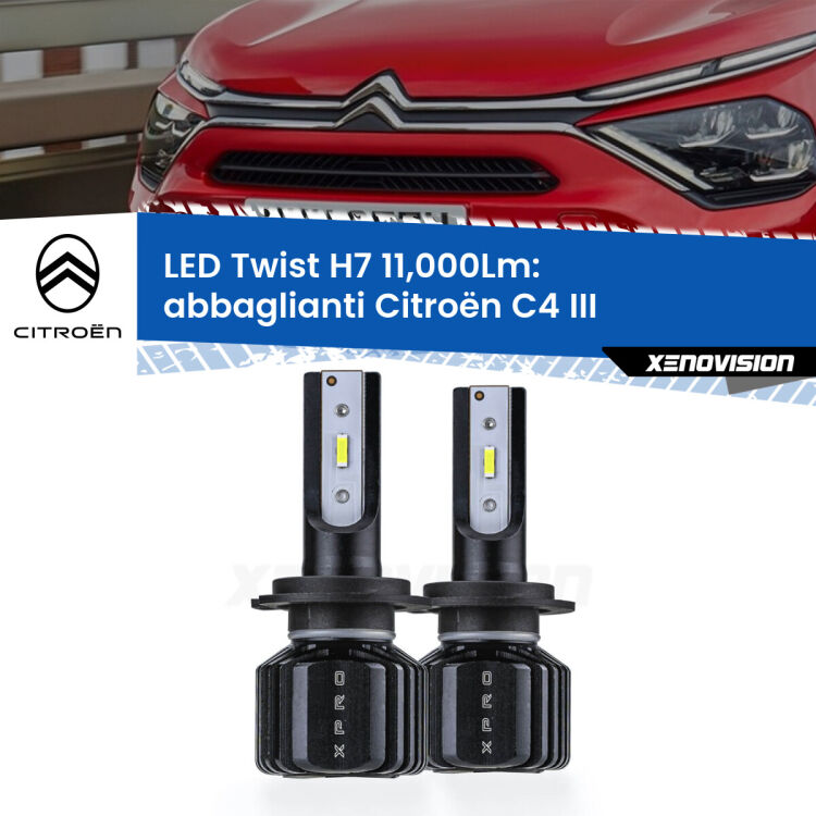 FINE SERIE: NO GARANZIA <strong>Kit abbaglianti LED</strong> H7 per <strong>Citroën C4</strong> III 2020in poi. Compatte, impermeabili, senza ventola: praticamente indistruttibili. Top Quality.