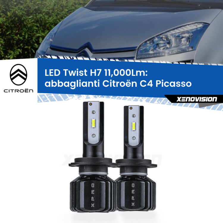 FINE SERIE: NO GARANZIA <strong>Kit abbaglianti LED</strong> H7 per <strong>Citroën C4 Picasso</strong>  con fari Bi-Xenon. Compatte, impermeabili, senza ventola: praticamente indistruttibili. Top Quality.