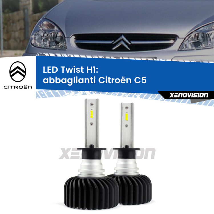 <strong>Kit abbaglianti LED</strong> H1 per <strong>Citroën C5</strong>  con fari Xenon. Compatte, impermeabili, senza ventola: praticamente indistruttibili. Top Quality.