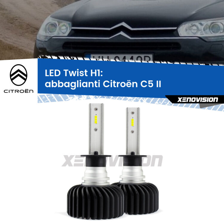 <strong>Kit abbaglianti LED</strong> H1 per <strong>Citroën C5</strong> II 2008-2014. Compatte, impermeabili, senza ventola: praticamente indistruttibili. Top Quality.