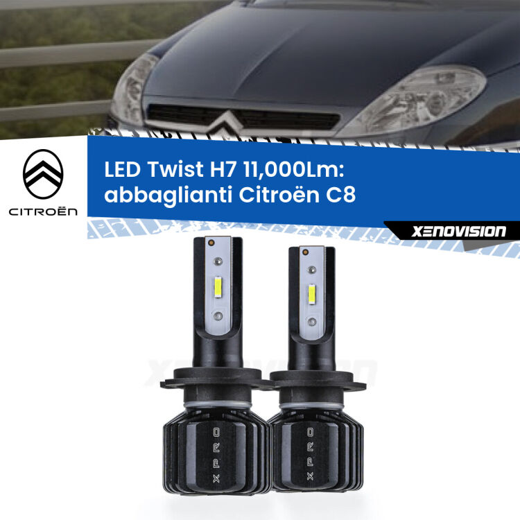 FINE SERIE: NO GARANZIA <strong>Kit abbaglianti LED</strong> H7 per <strong>Citroën C8</strong>  2002-2010. Compatte, impermeabili, senza ventola: praticamente indistruttibili. Top Quality.