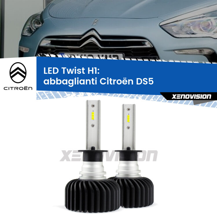 <strong>Kit abbaglianti LED</strong> H1 per <strong>Citroën DS5</strong>  2011 -2015. Compatte, impermeabili, senza ventola: praticamente indistruttibili. Top Quality.