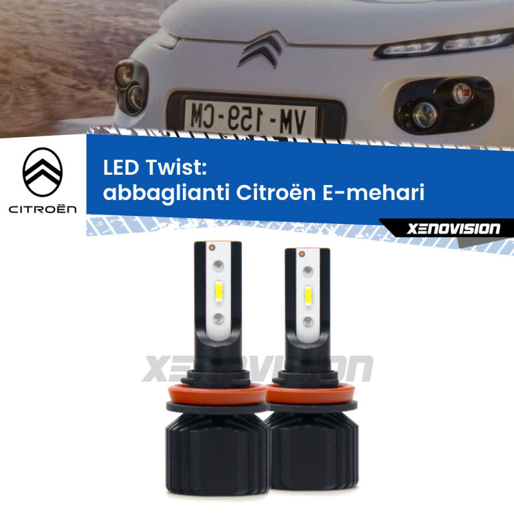 <strong>Kit abbaglianti LED</strong> per <strong>Citroën E-mehari</strong>  2016 in poi. Compatte, impermeabili, senza ventola: praticamente indistruttibili. Top Quality.