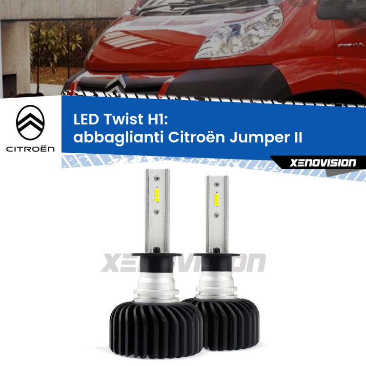 <strong>Kit abbaglianti LED</strong> H1 per <strong>Citroën Jumper</strong> II 2002 in poi. Compatte, impermeabili, senza ventola: praticamente indistruttibili. Top Quality.