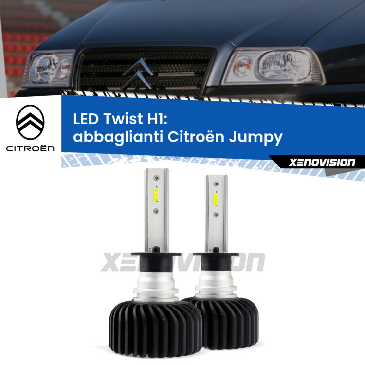 <strong>Kit abbaglianti LED</strong> H1 per <strong>Citroën Jumpy</strong>  1994-2005. Compatte, impermeabili, senza ventola: praticamente indistruttibili. Top Quality.