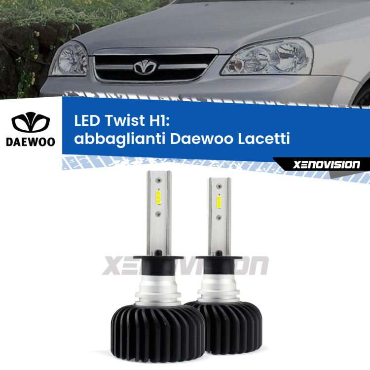 <strong>Kit abbaglianti LED</strong> H1 per <strong>Daewoo Lacetti</strong>  2004 -2005. Compatte, impermeabili, senza ventola: praticamente indistruttibili. Top Quality.