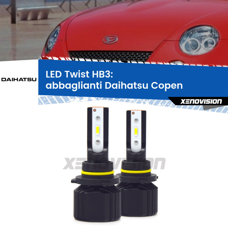 <strong>Kit abbaglianti LED</strong> HB3 per <strong>Daihatsu Copen</strong>  2003-2012. Compatte, impermeabili, senza ventola: praticamente indistruttibili. Top Quality.