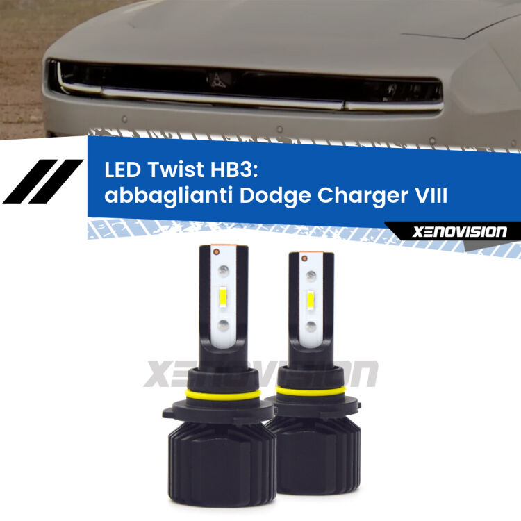 <strong>Kit abbaglianti LED</strong> HB3 per <strong>Dodge Charger</strong> VIII 2024 in poi. Compatte, impermeabili, senza ventola: praticamente indistruttibili. Top Quality.