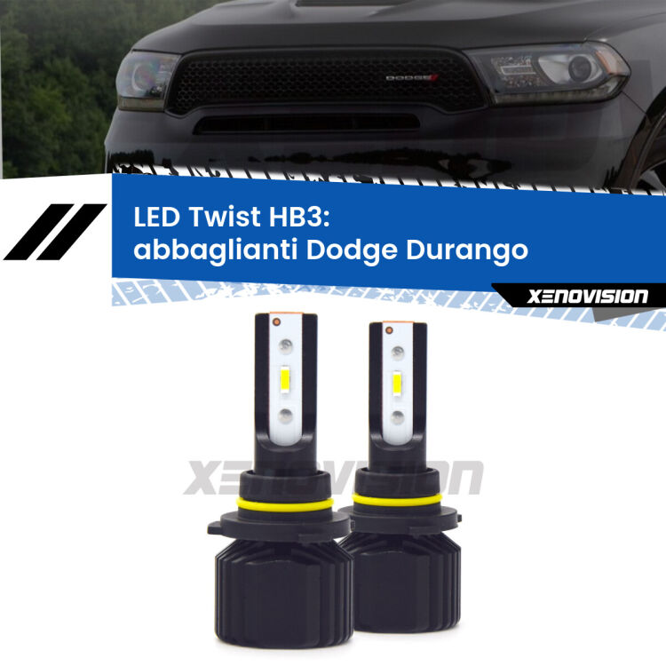 <strong>Kit abbaglianti LED</strong> HB3 per <strong>Dodge Durango</strong>  2010 -2015. Compatte, impermeabili, senza ventola: praticamente indistruttibili. Top Quality.