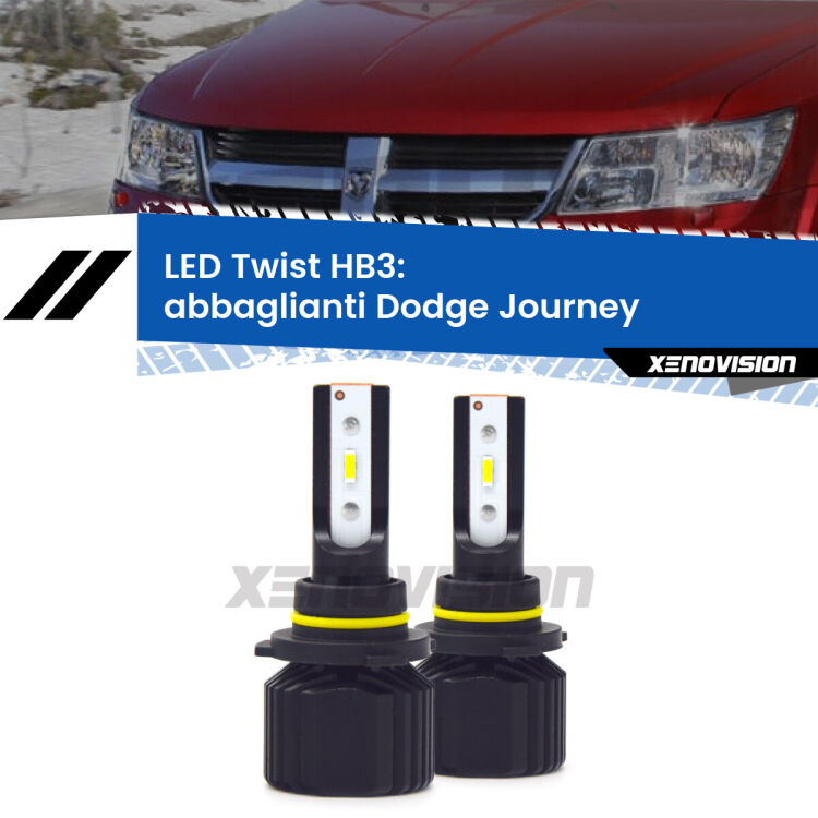 <strong>Kit abbaglianti LED</strong> HB3 per <strong>Dodge Journey</strong>  2008 -2015. Compatte, impermeabili, senza ventola: praticamente indistruttibili. Top Quality.