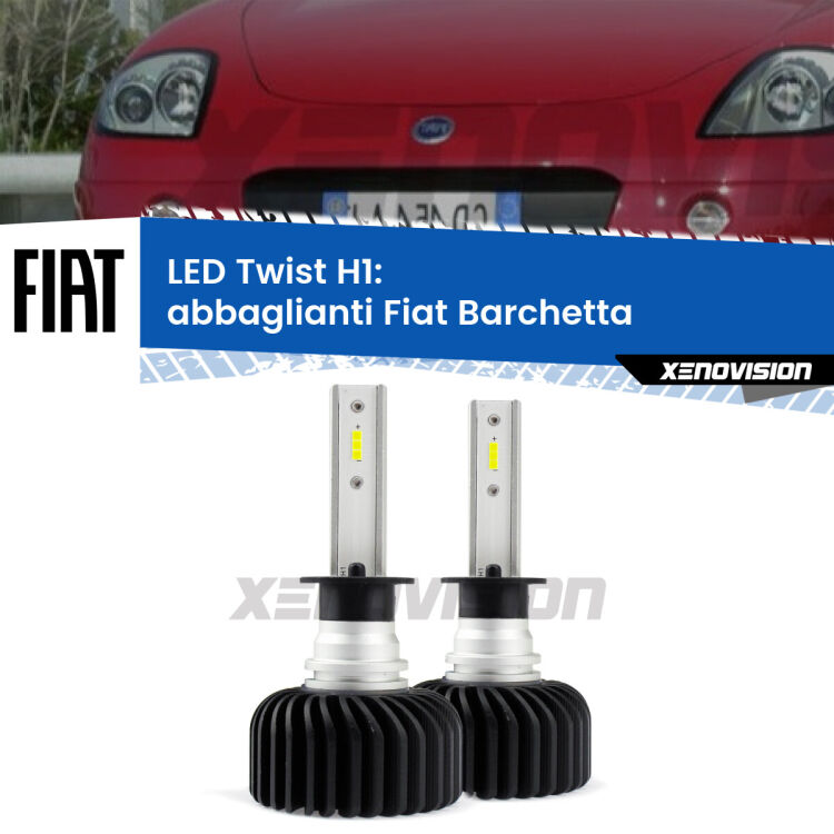 <strong>Kit abbaglianti LED</strong> H1 per <strong>Fiat Barchetta</strong>  1995 -2005. Compatte, impermeabili, senza ventola: praticamente indistruttibili. Top Quality.