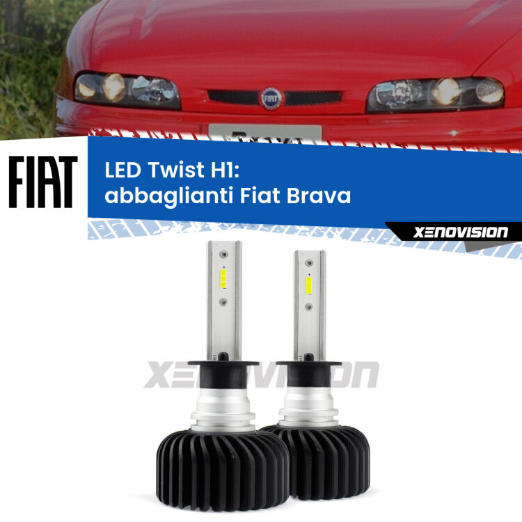 <strong>Kit abbaglianti LED</strong> H1 per <strong>Fiat Brava</strong>  1995 -2001. Compatte, impermeabili, senza ventola: praticamente indistruttibili. Top Quality.