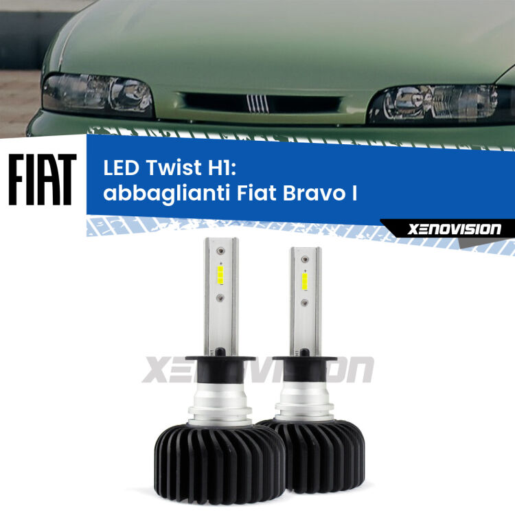 <strong>Kit abbaglianti LED</strong> H1 per <strong>Fiat Bravo I</strong>  1995 -2001. Compatte, impermeabili, senza ventola: praticamente indistruttibili. Top Quality.