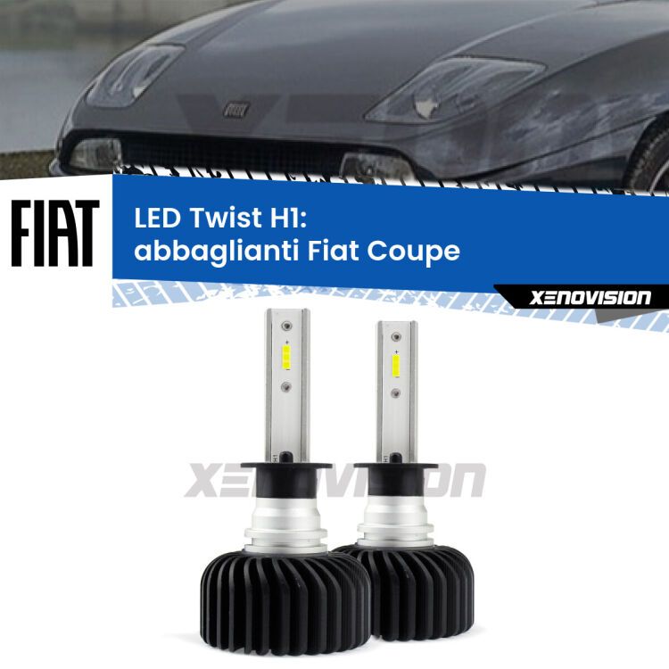 <strong>Kit abbaglianti LED</strong> H1 per <strong>Fiat Coupe</strong>  1993 -2000. Compatte, impermeabili, senza ventola: praticamente indistruttibili. Top Quality.