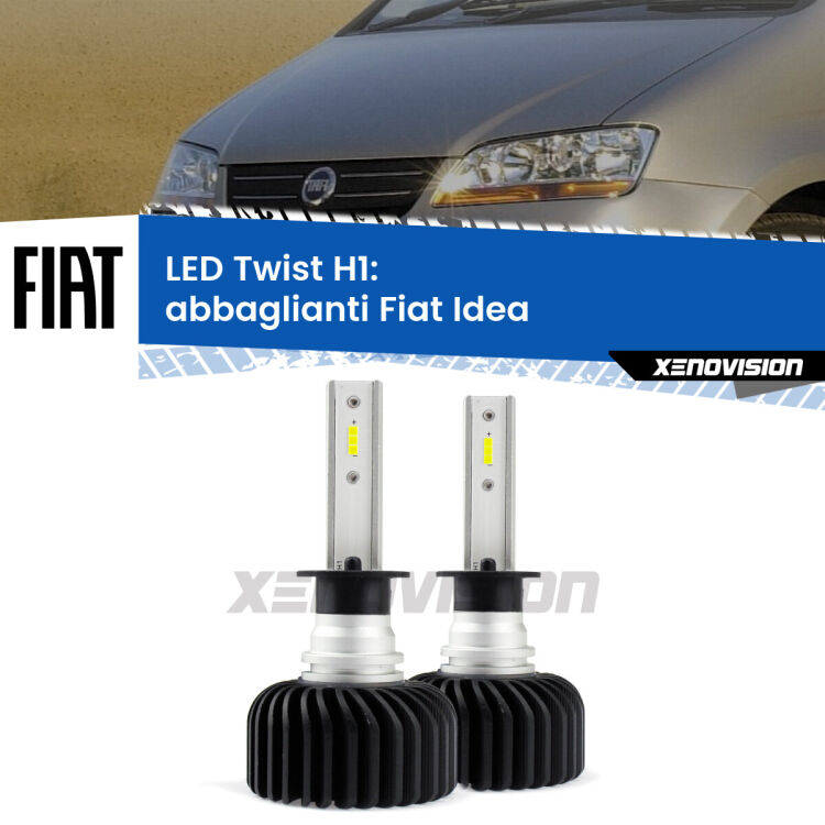 <strong>Kit abbaglianti LED</strong> H1 per <strong>Fiat Idea</strong>  2003 -2015. Compatte, impermeabili, senza ventola: praticamente indistruttibili. Top Quality.