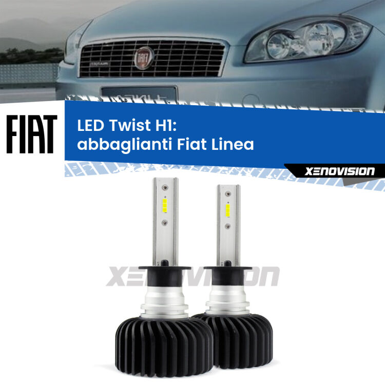 <strong>Kit abbaglianti LED</strong> H1 per <strong>Fiat Linea</strong>  2007 -2018. Compatte, impermeabili, senza ventola: praticamente indistruttibili. Top Quality.